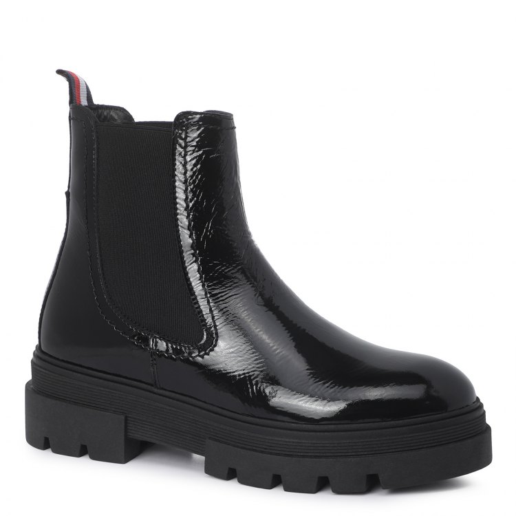 фото Женские ботинки челси tommy hilfiger classic patent chelsea boot fw0fw05182 черный р.41 eu