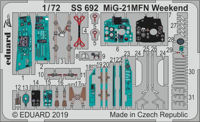 

Фототравление Eduard 1/72 МиГ-21МФН Weekend