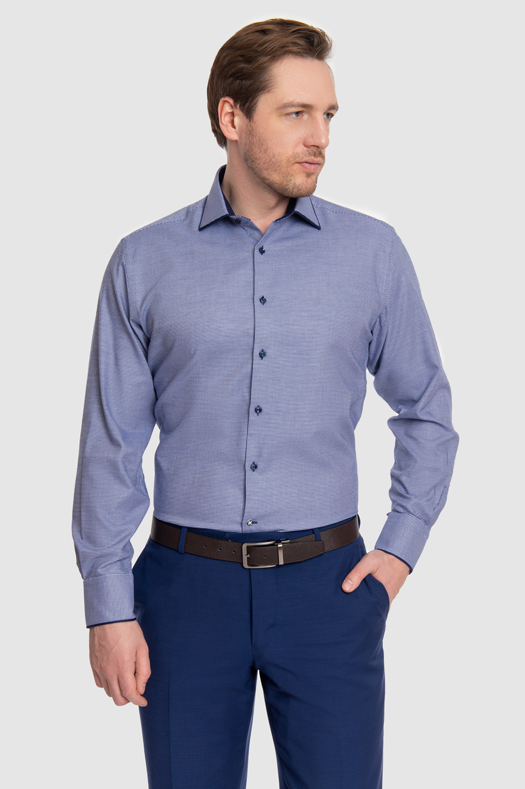 

Рубашка мужская Kanzler 20S-JP/BL17/N1 синяя 38, 20S-JP/BL17/N1