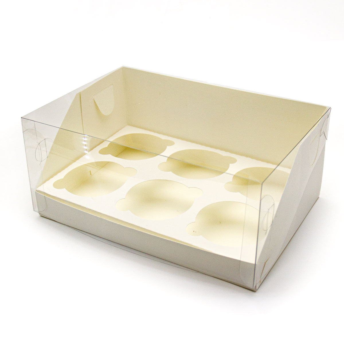

Коробка six white на 6 капкейков с пластиковой крышкой, 23,5х16х10 см, 50 шт, Белый, six white