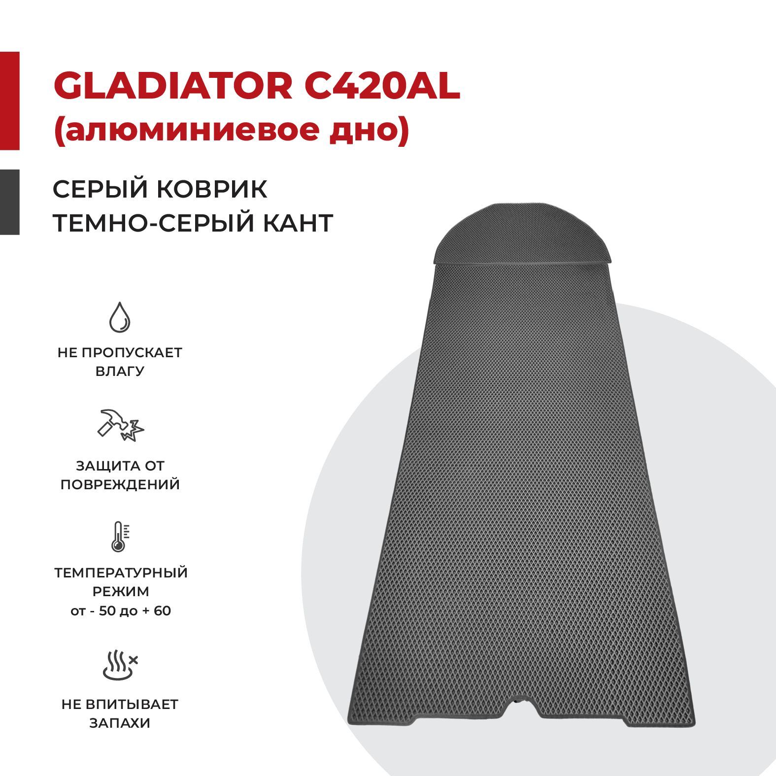 EVA коврик в лодку ПВХ EVA PROFY Gladiator C420AL Алюминиевое дно 290*100