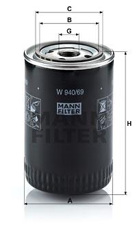 

Фильтр Масляный Mann W 940/69 MANN-FILTER арт. W 940/69