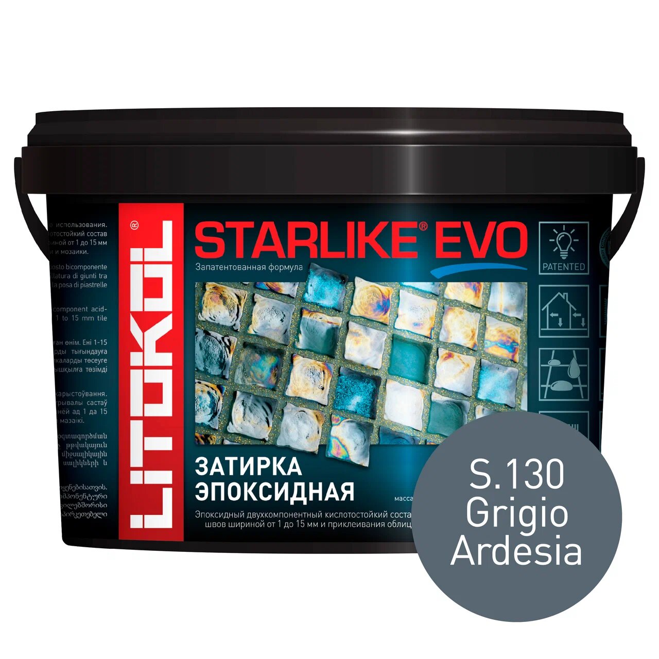 фото Затирка litokol starlike evo s.130 grigio ardesia, 2,5 кг