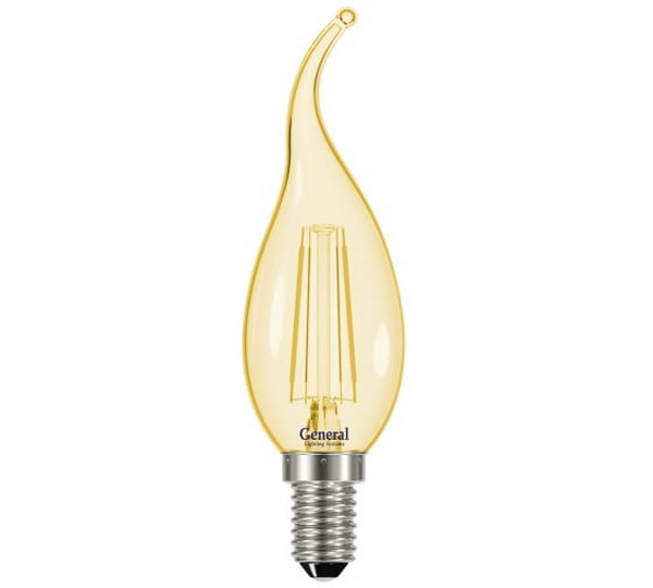 Светодиодная лампа General Lighting Systems FIL Свеча на ветру CWS-7W-E14 золотое стекло 6