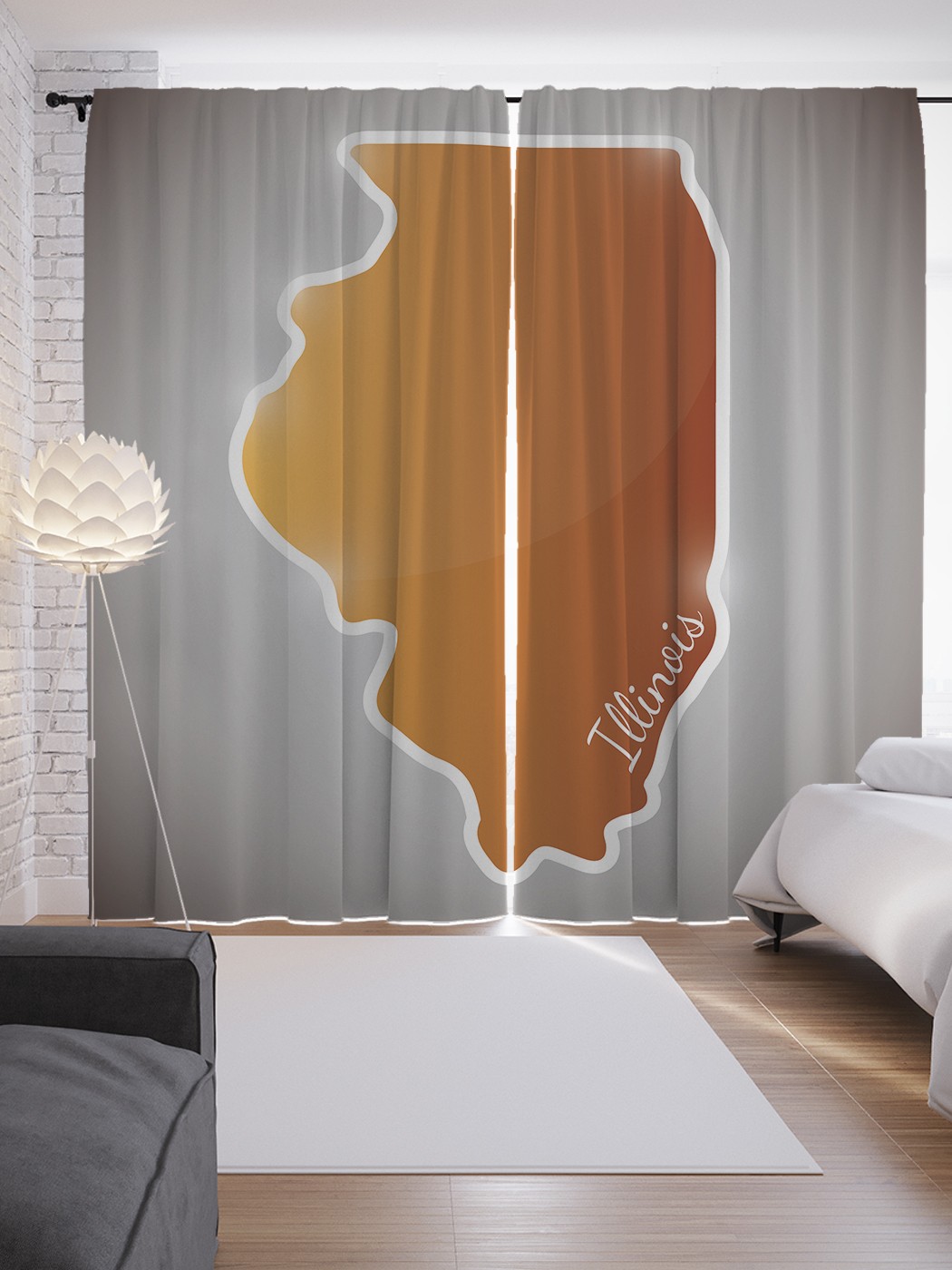 

Шторы JoyArty с фотопечатью "Иллинойс на карте" из сатена, 290х265 см, Иллинойс на карте