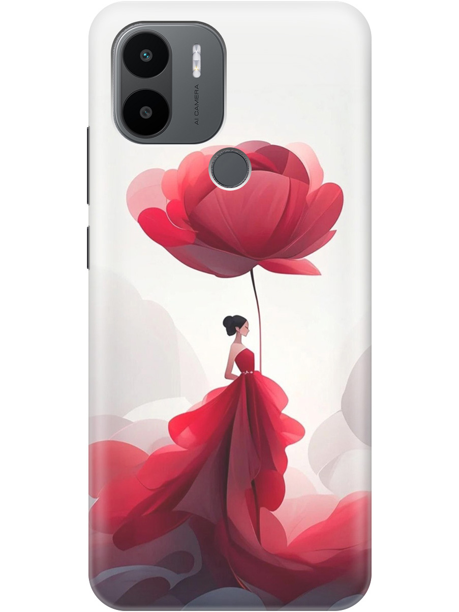 

Чехол на Xiaomi Redmi A1+ / A2+ / Poco C50 / C51 "Цветочная девушка в красном", Белый;красный, 20000731