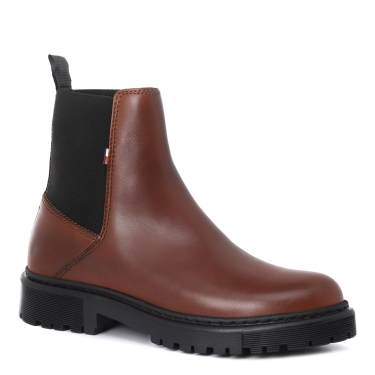 фото Женские ботинки tommy jeans essential leather chelsea boot en0en01098 коричневый р.41 eu