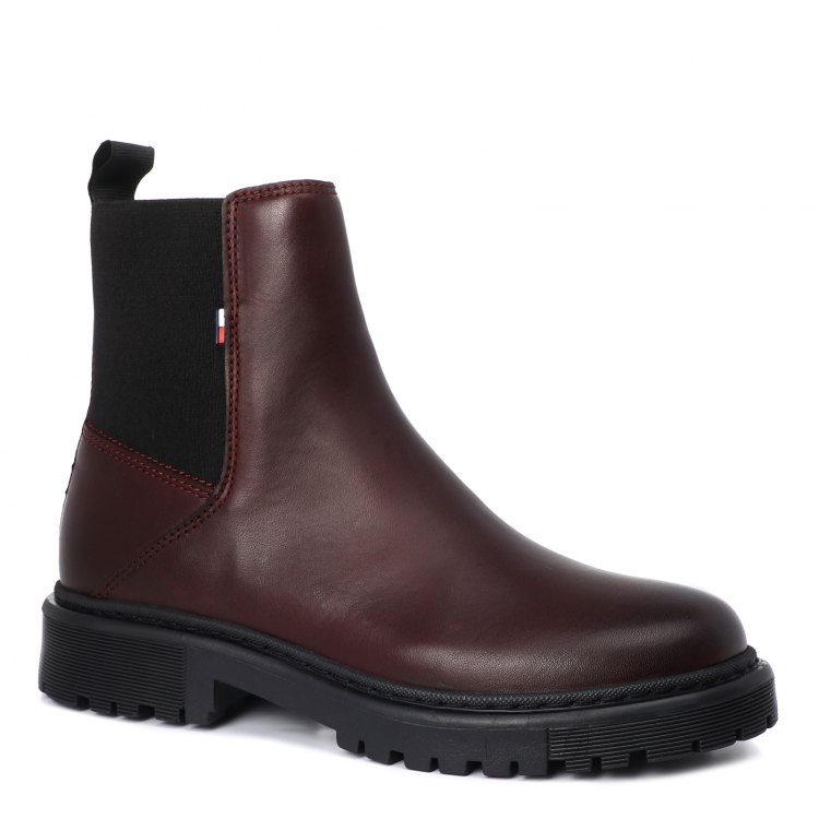 фото Женские ботинки tommy jeans essential leather chelsea boot en0en01098 бордовый р.41 eu