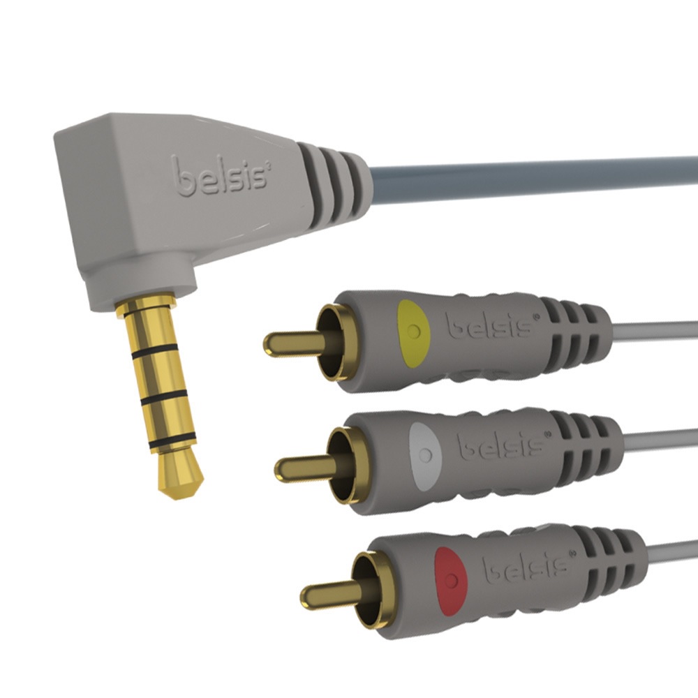 Кабель Belsis 3RCA - Jack 3.5, 1.8м Gray