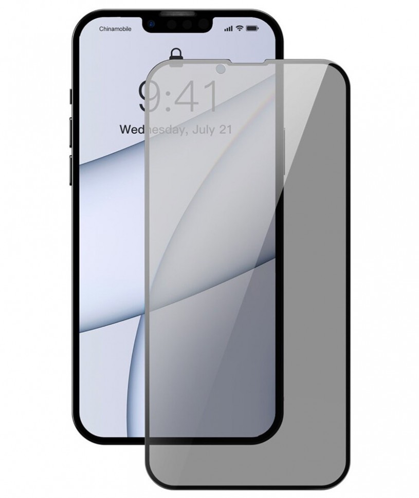 Приватное Стекло Baseus Full Glass Anti-spy 0.3 мм для iPhone 13 Pro Max с черной рамкой
