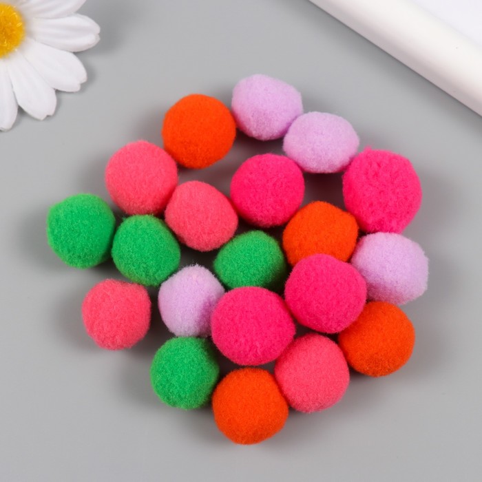 

Помпоны Рукоделие, 20 мм, 20 шт, 100% полиэстер, 5 цветов в ассортименте по 4 шт, Разноцветный