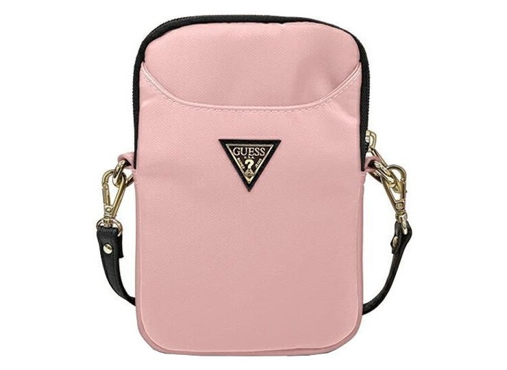 фото Сумка cg mobile guess nylon phone bag with triangle metal logo для телефонов до 8, розовый