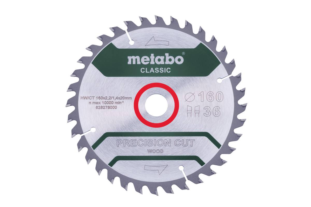 фото Пильный диск универсальный metabo precision cut wood-classic (628278000),160x20 z36 wz 10°