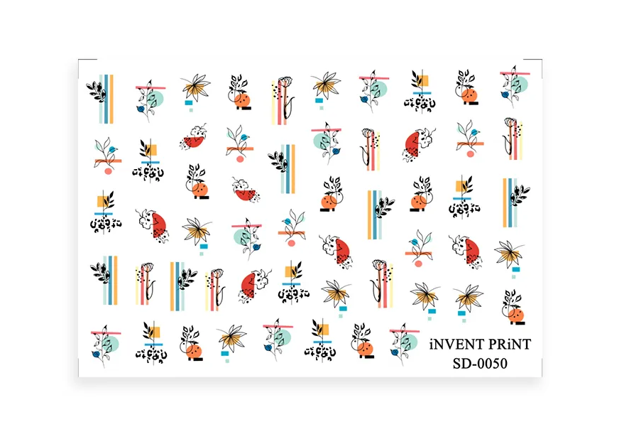 

Набор, iNVENT PRiNT, Слайдер-дизайн «Листья. Геометрия. Веточки» №SD-50, 3 шт., Разноцветный