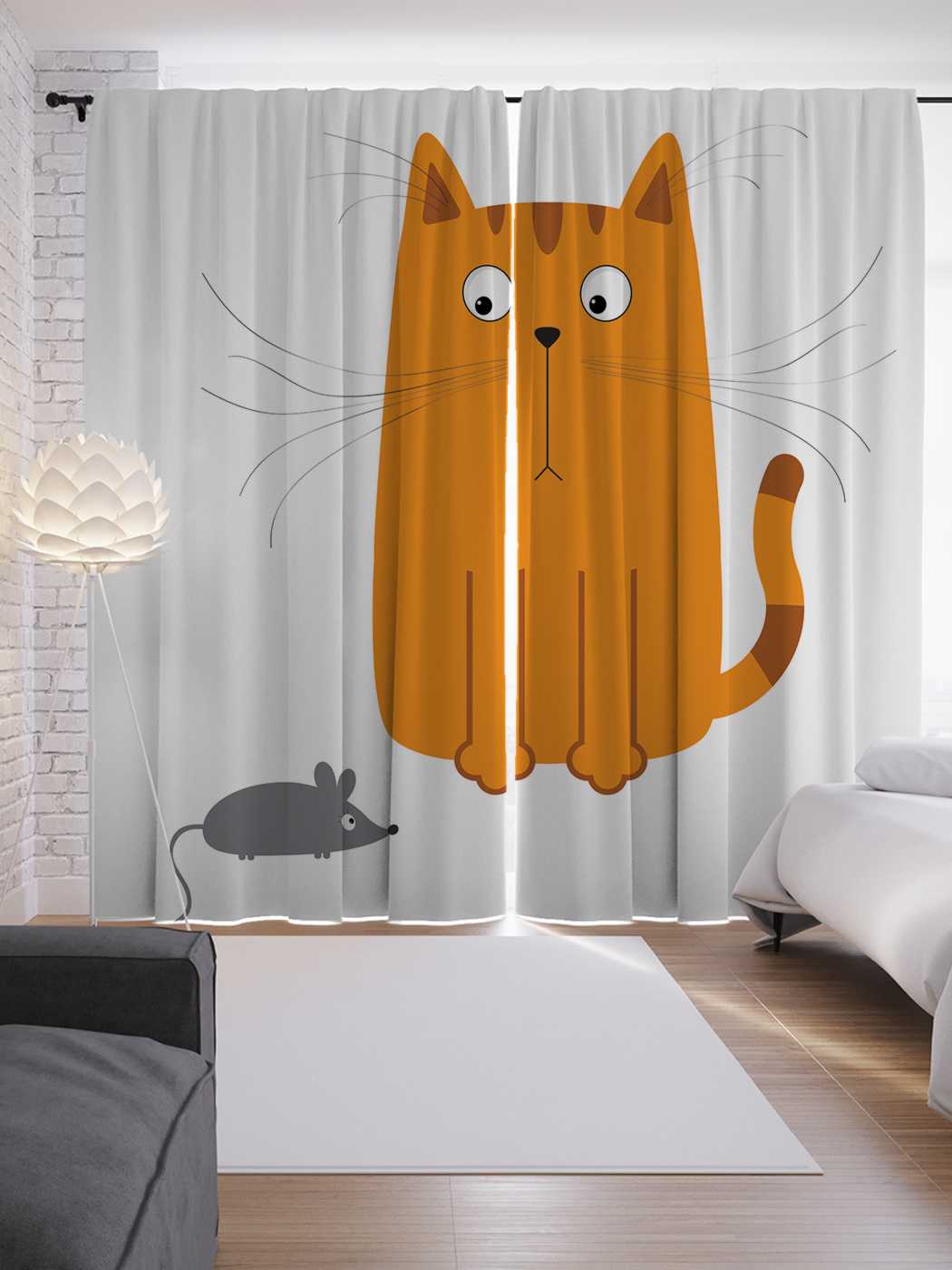 

Шторы JoyArty с фотопечатью "Кот и мышь" из сатена, 290х265 см, Кот и мышь