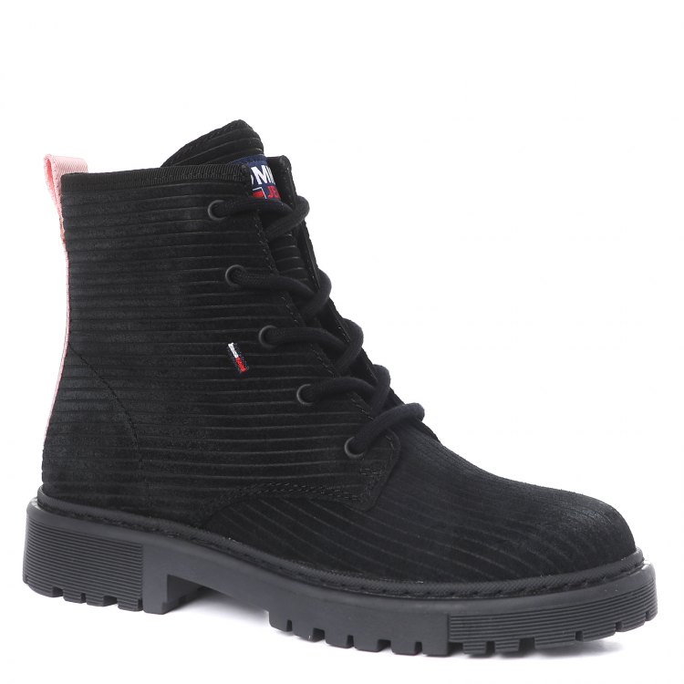 фото Женские ботинки tommy jeans branded tape lace up boot en0en01090 черный р.39 eu