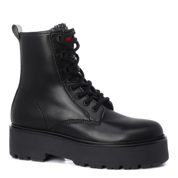 фото Женские ботинки tommy jeans check tongue lace up boot en0en01071 черный р.41 eu