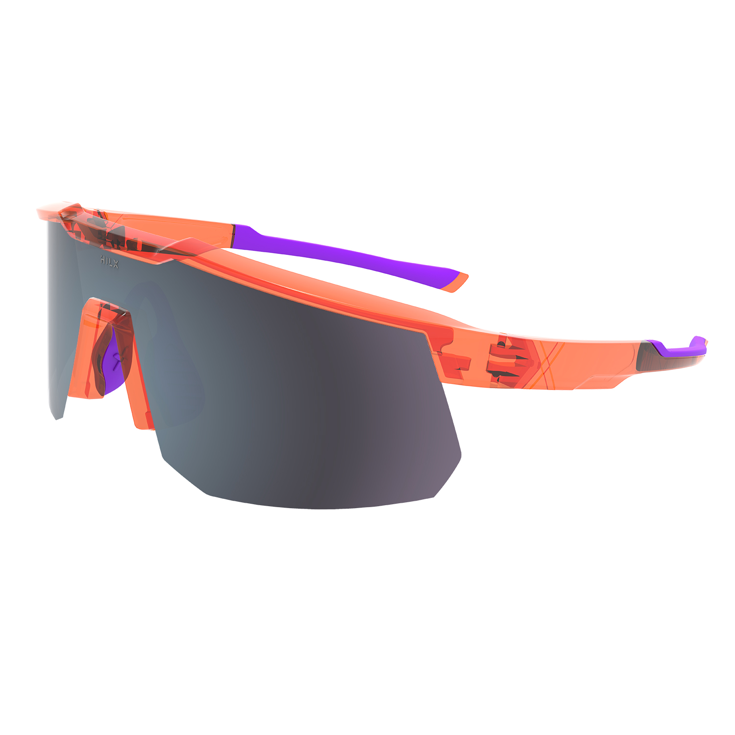 Спортивные солнцезащитные очки унисекс HILX Big Head shiny orange purple/silver lens