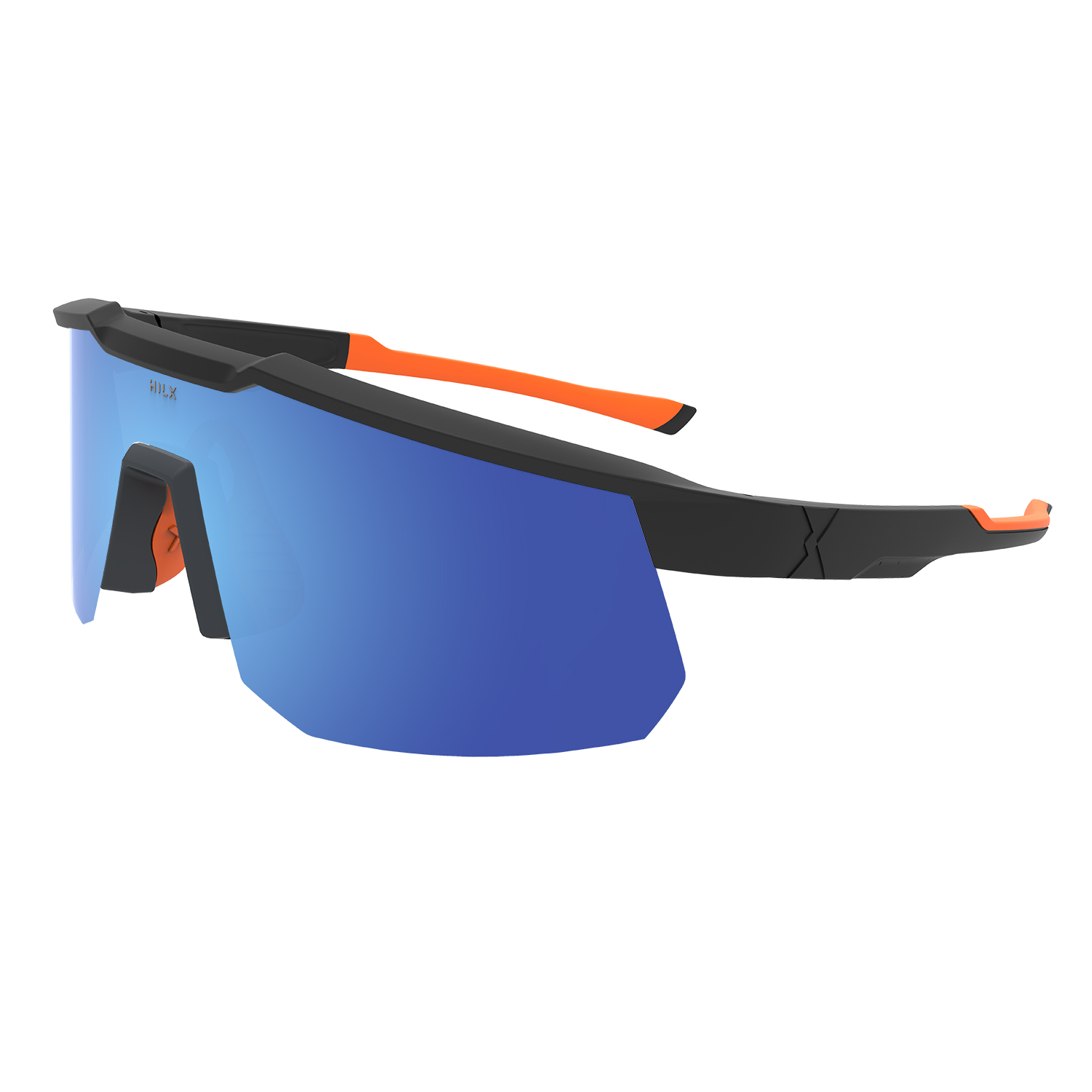 Спортивные солнцезащитные очки унисекс HILX Big Head matt black orange/blue lens