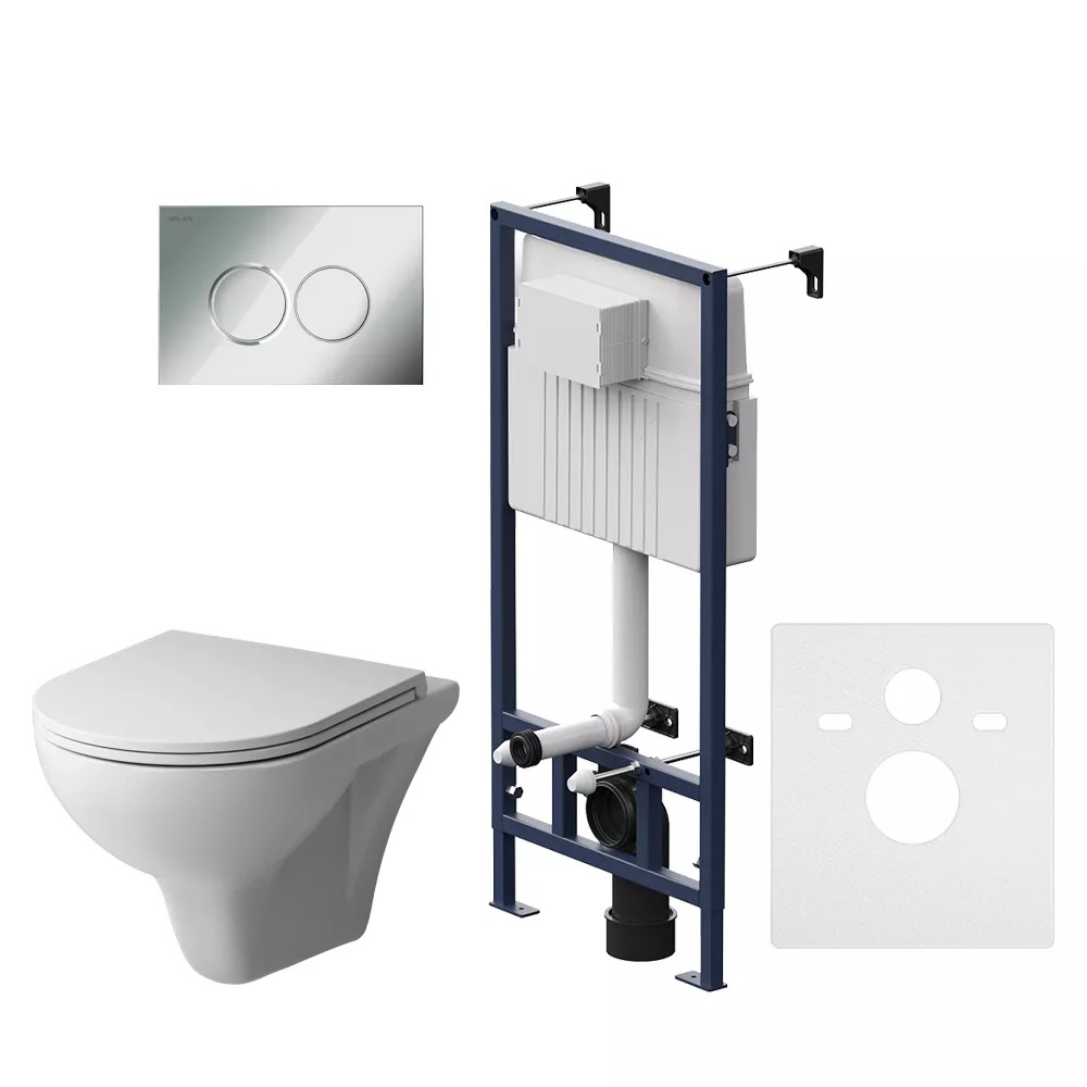 

Инсталляция с подвесным унитазом FlashClean, с сиденьем микролифт и клавишей AM.PM ProC IS