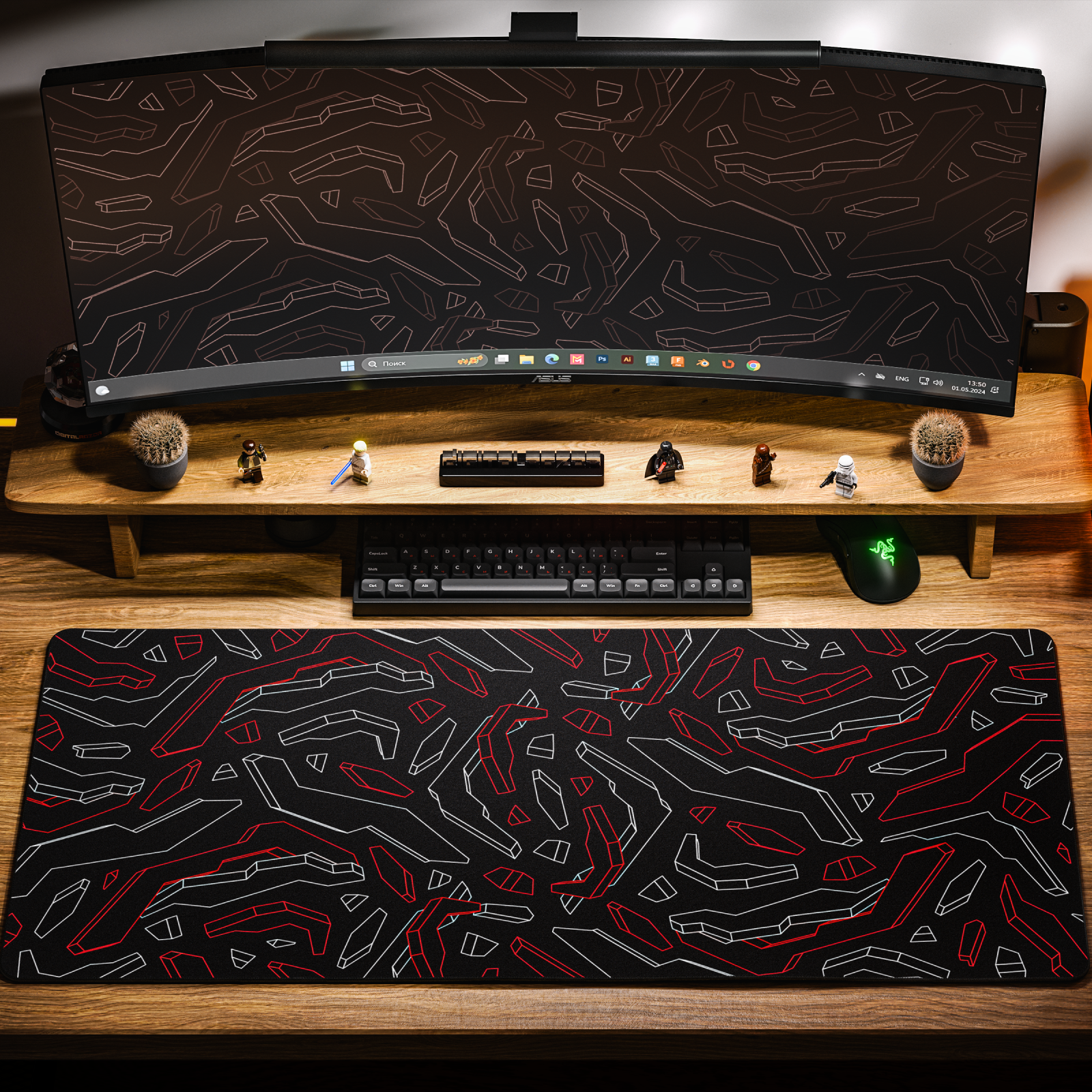 

Игровой коврик для мыши и клавиатуры DigitalRazor (DR-fabric tag), Черный, abstraction fabric tag