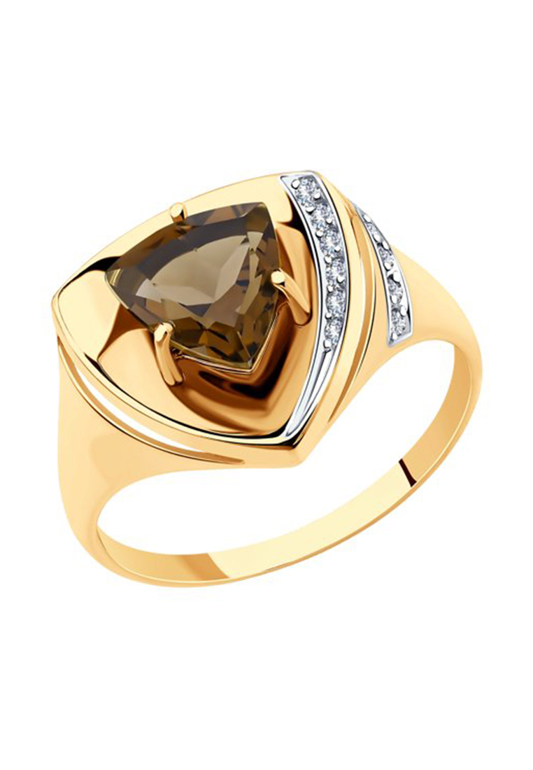 

Кольцо из красного золота с раухтопазом/фианитом р. , SOKOLOV 715261, 715261_k