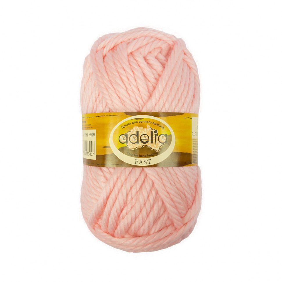 

Пряжа ADELIA FAST №09 бледно-розовая 78% акрил, 22% шерсть, 3 х 150 гр, 45 м +/- 2 м, Fast