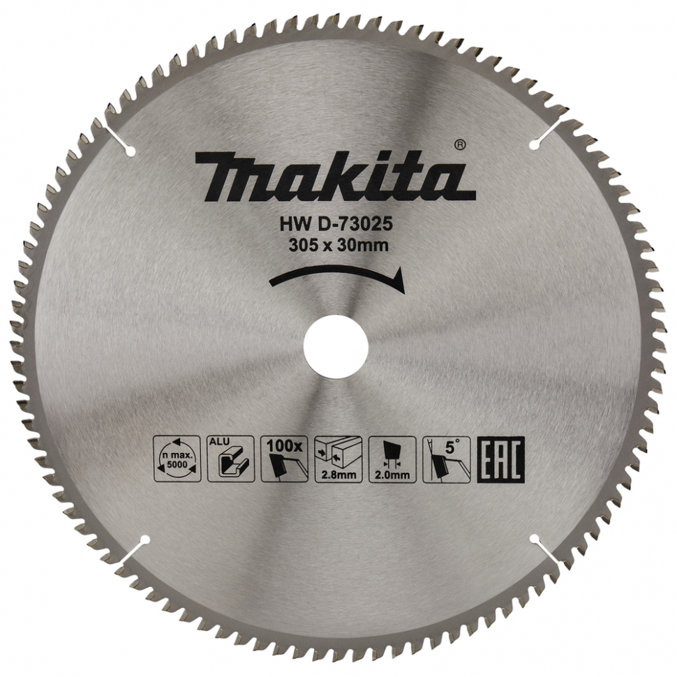 

Пильный диск Makita по алюминию, 305x30x2 мм, D-73025, D-73025