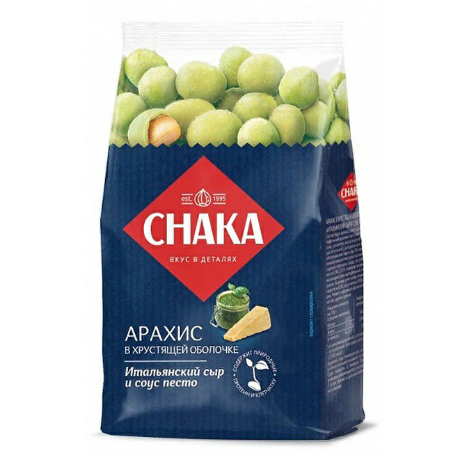 

Арахис Chaka в хрустящей оболочке со вкусом итальянский сыр и соус Песто 80 г