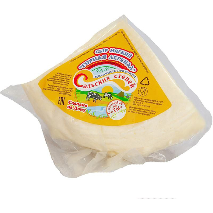 

Сыр мягкий Молочные продукты сальских степей Горная Легенда Адыгейский 45% БЗМЖ 500 г