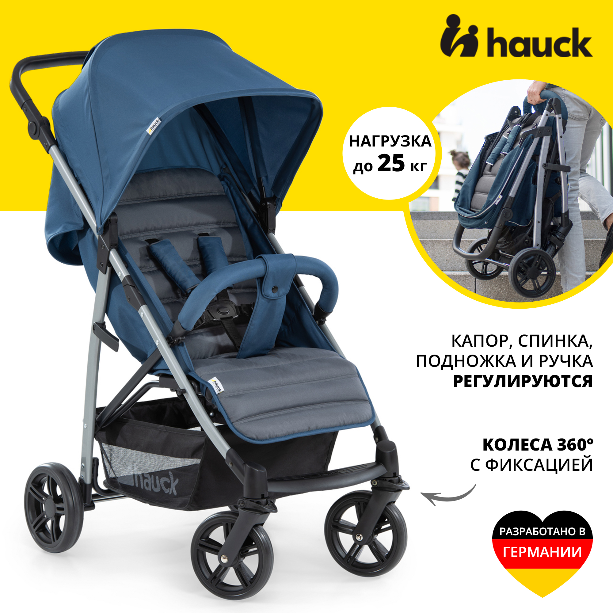 Детская прогулочная коляска Hauck Rapid 4 denim/grey прогулочная коляска hauck shopper neo 2