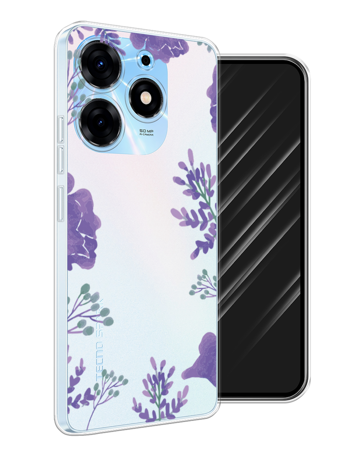 

Чехол Awog на Tecno Spark 10 Pro "Сиреневая цветочная рамка", Прозрачный;фиолетовый, 303750-8
