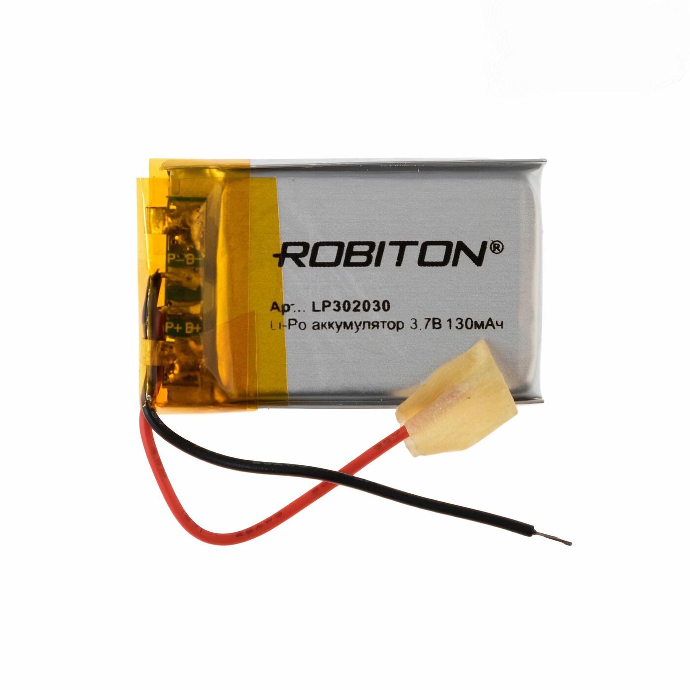 

Аккумулятор ROBITON LP 302030, Li-Pol, 3.7 В, 130 мАч, призма со схемой защиты, LP 302030