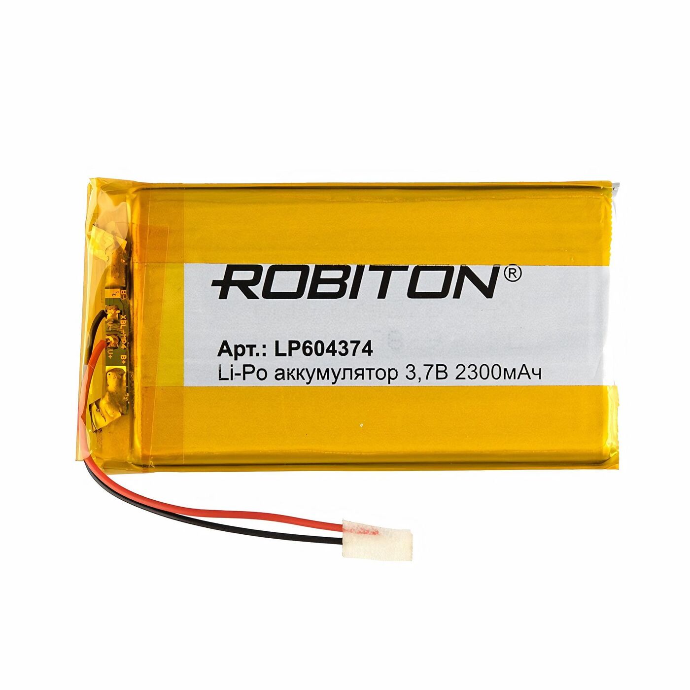 

Аккумулятор ROBITON LP 604374, Li-Pol, 3.7 В, 2300 мАч, призма со схемой защиты, LP 604374