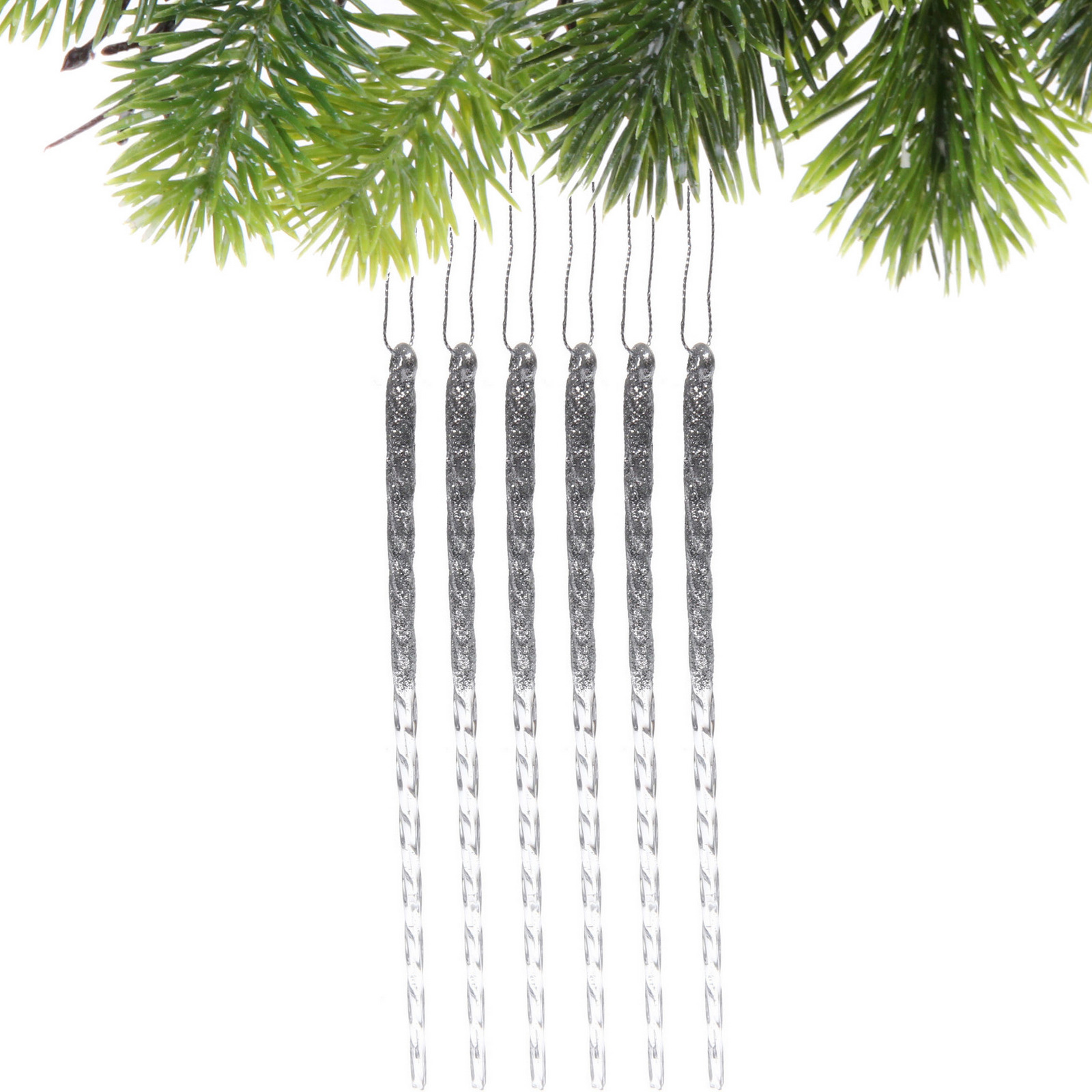 Елочная игрушка Серпантин 916-1245 Сосулька Снежный хрусталь 6 шт 18 см 520₽