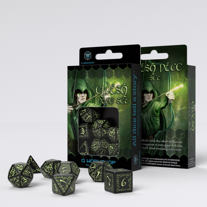 Кубики для настольных игр Q-Workshop Black & glow-in-the-dark зеленый; черный