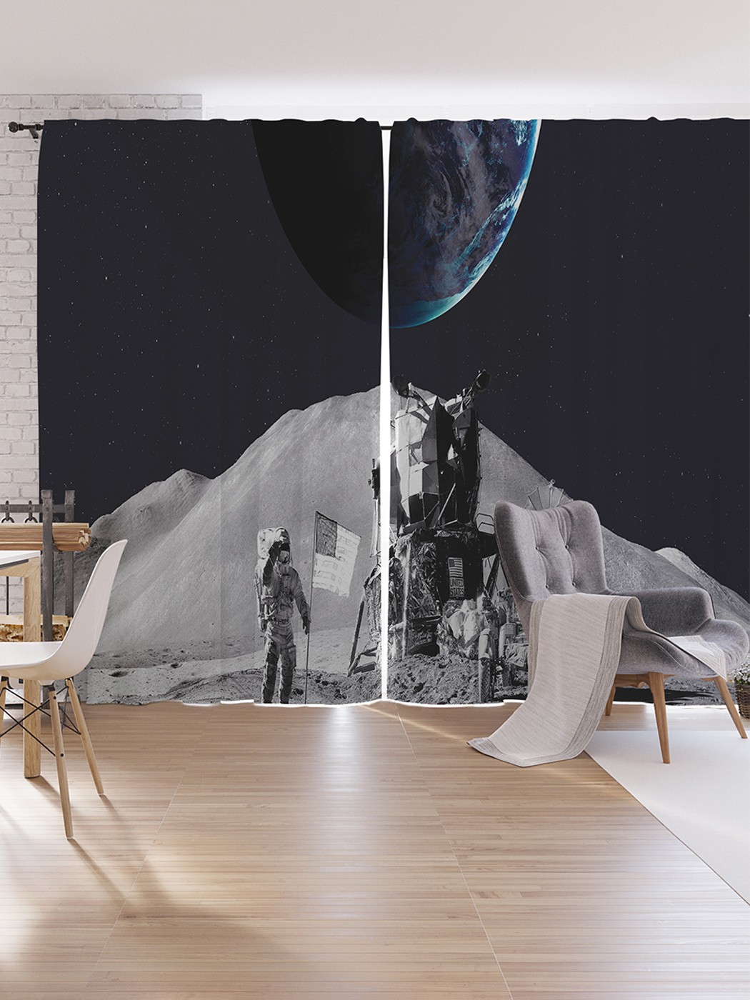 

Шторы под лён JoyArty "Установка лунохода", серия Oxford DeLux, 340х265 см, Установка лунохода