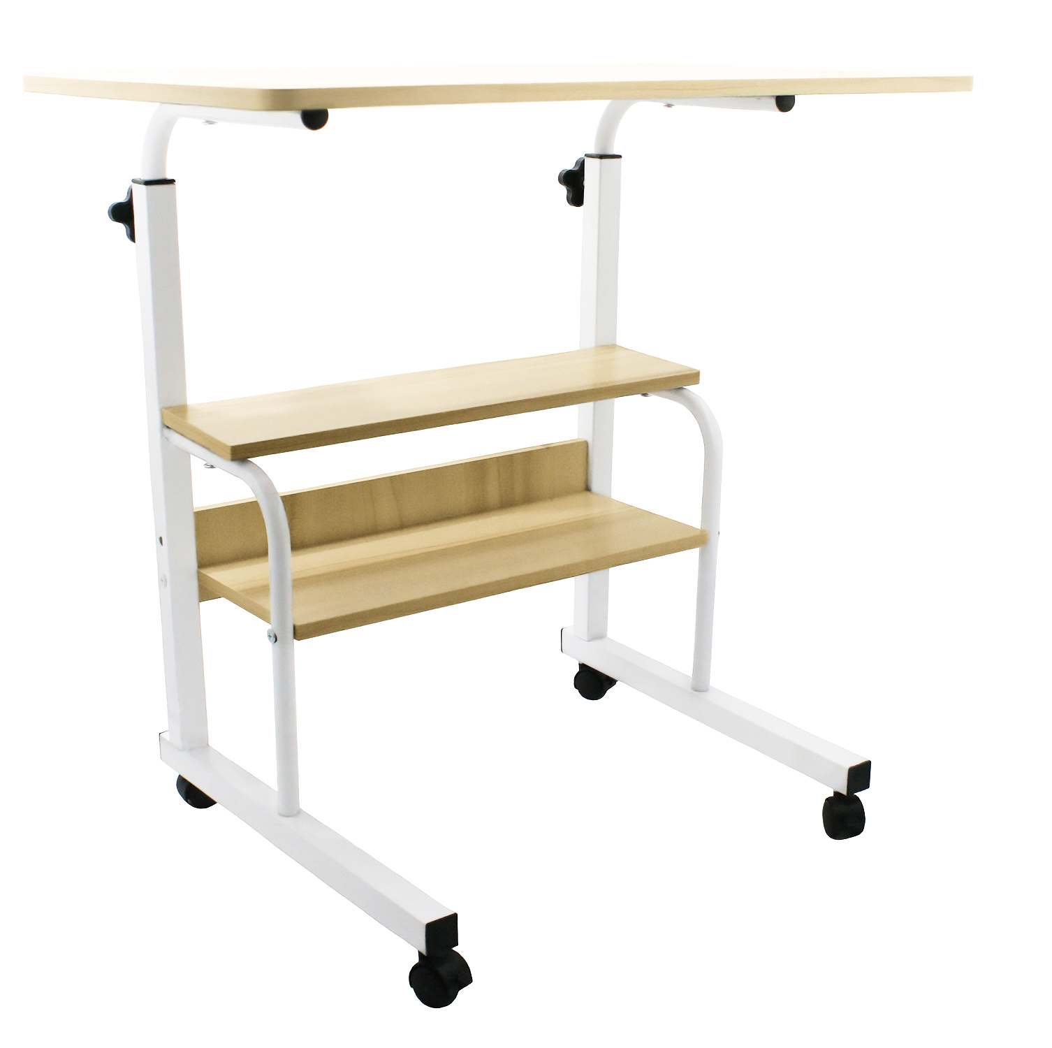 

Прикроватный столик на колесиках с полками Style Home, светлое дерево