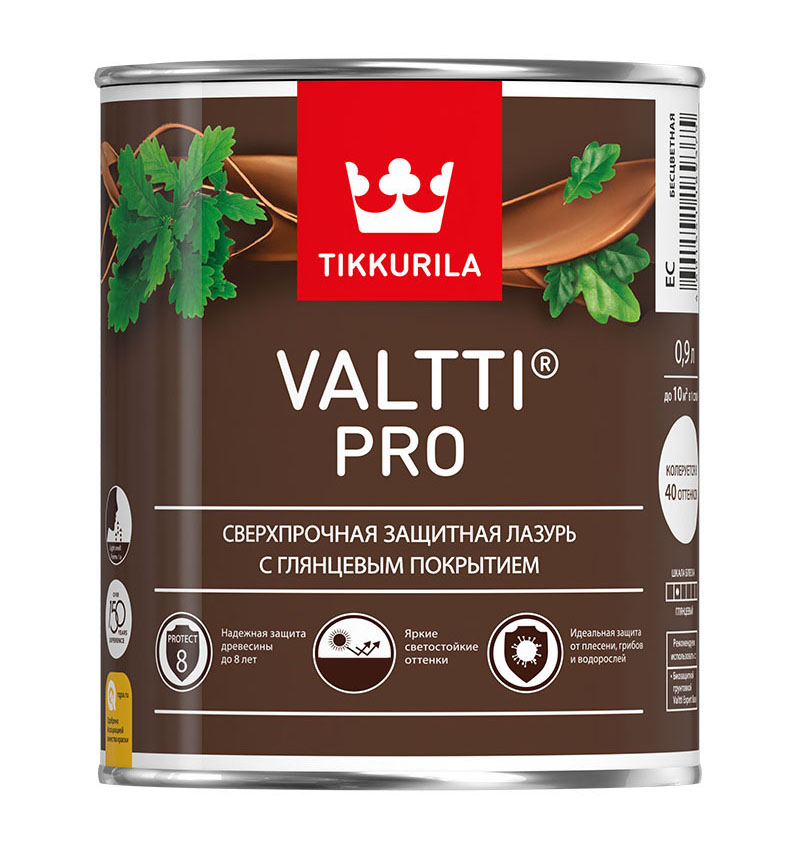 Защитная лазурь Tikkurila Valtti Pro сверхпрочная глянцевая 0,9 л