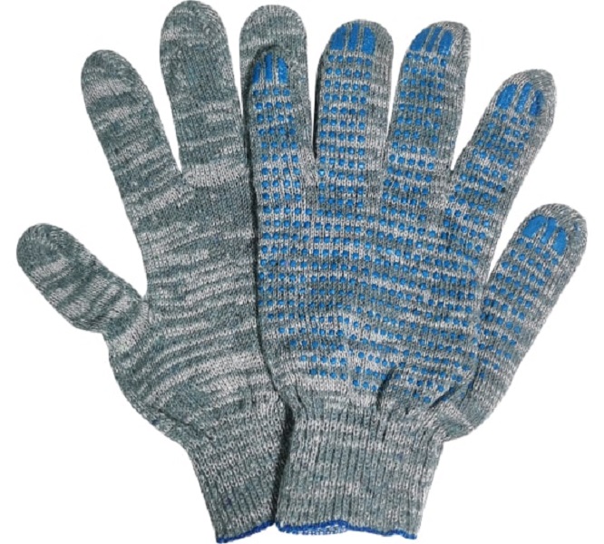 Трикотажные перчатки КОРДЛЕНД хлопок, 4-х нитка, серые, 50 пар, 10-й класс, M, 38-40 гр, П