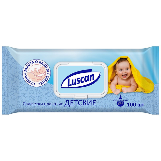 Салфетки влажные Luscan детские 100 шт с крышкой хаггис ультра комфорт салфетки детские влажные 56 алоэ