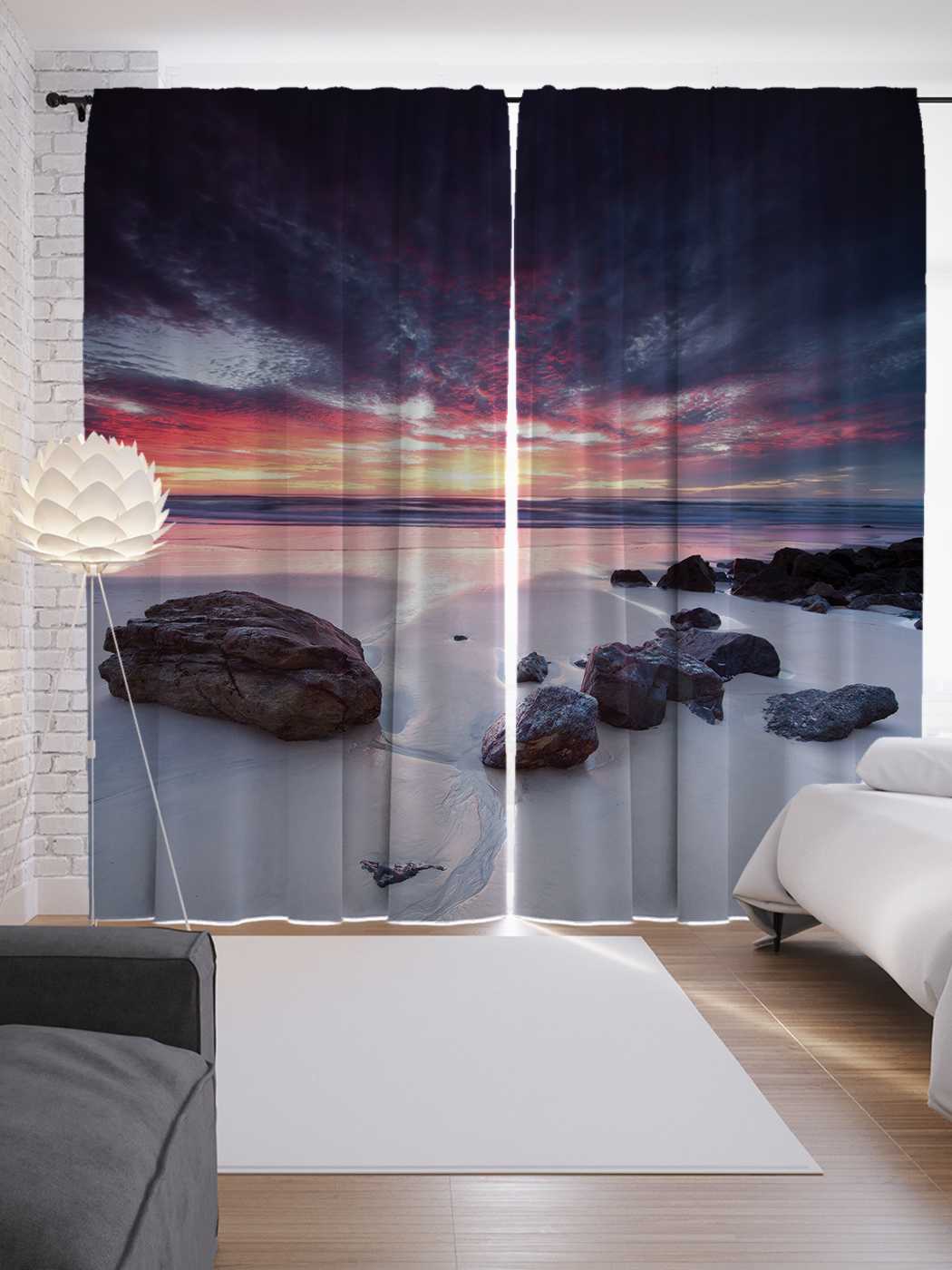 

Шторы JoyArty с фотопечатью "Закат над камнями" из сатена, 290х265 см, Закат над камнями