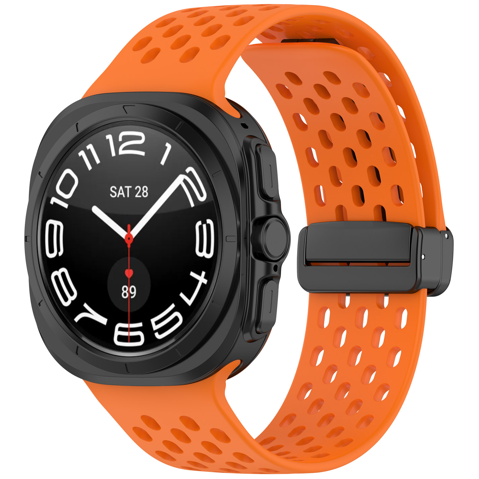 

Силиконовый ремешок для Samsung Galaxy Watch Ultra, 47 мм, оранжевый, Силиконовый ремешок с вентиляцией и магнитной застежкой для Samsung Galaxy Watch Ultra, 47 мм