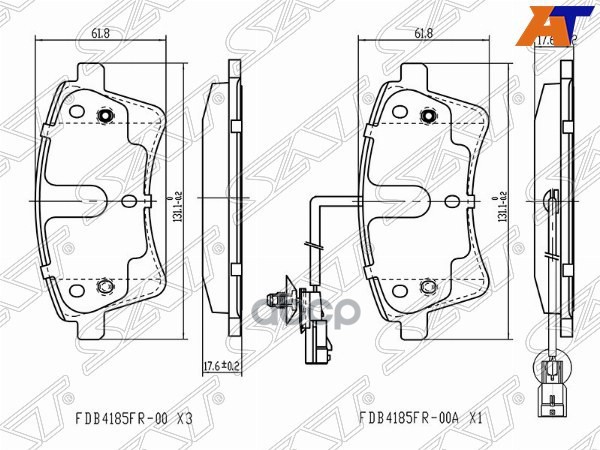 

Колодки Тормозные Перед Renault Kangoo 08- Sat арт. ST-410605649R