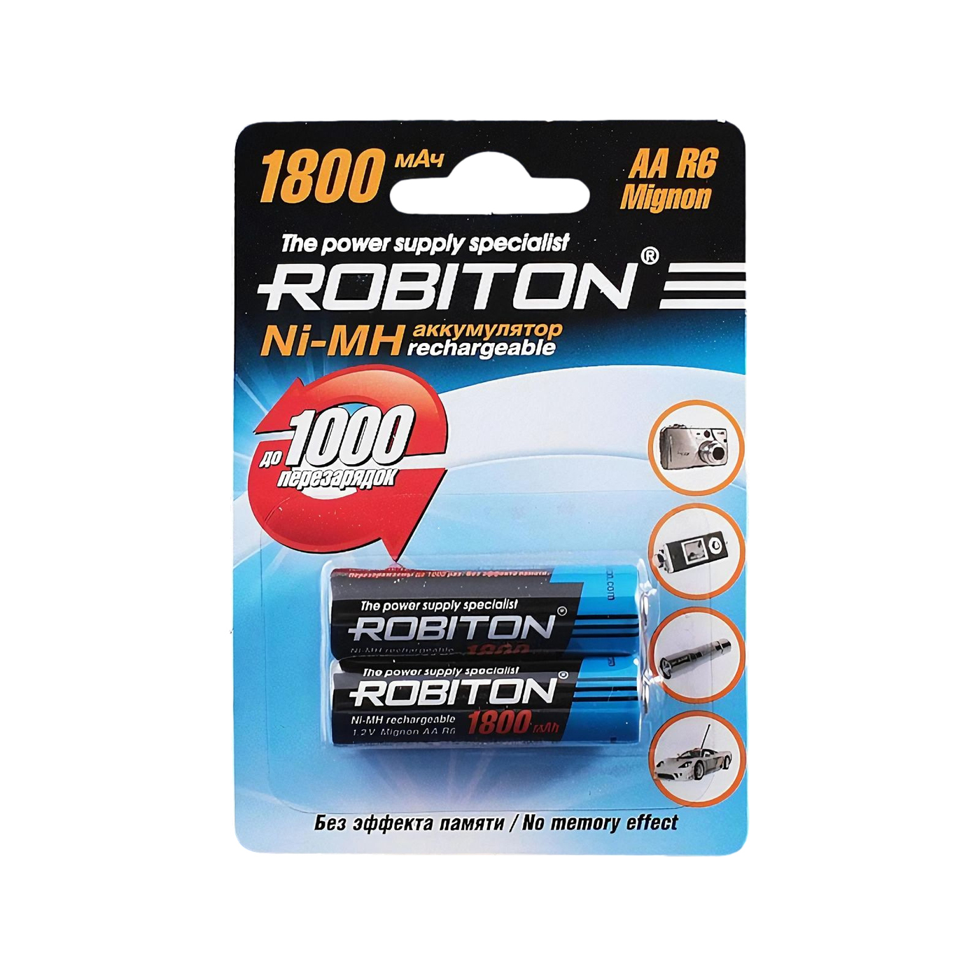 Аккумулятор ROBITON AA, 1.2В 1800мАч / 1.2V 1800mAh, NiMh, 2 штуки