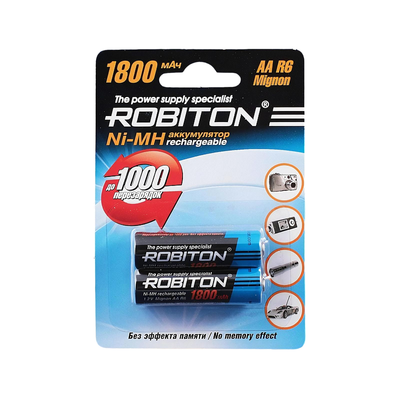 

Аккумулятор ROBITON AA, 1.2В 1800мАч / 1.2V 1800mAh, NiMh, 2 штуки