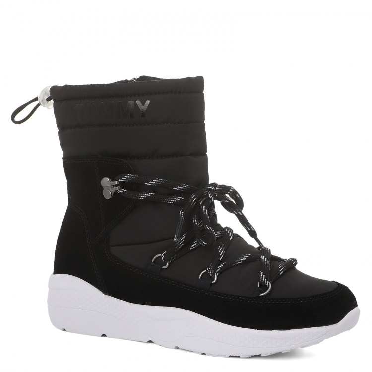 фото Женские ботинки tommy jeans padded nylon hybrid boot en0en00612 черный р.37 eu