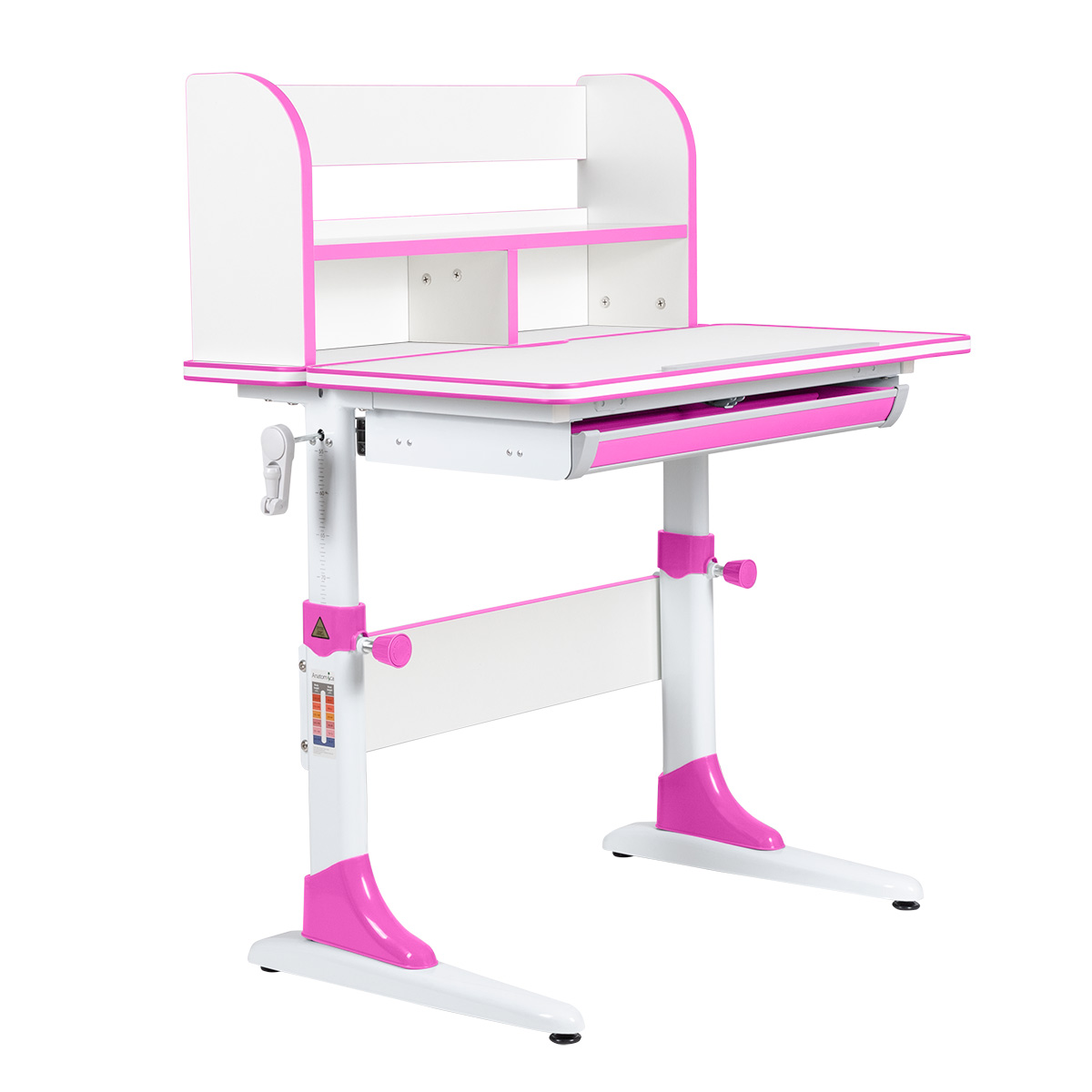 фото Детский стол anatomica study-80 lux белый/розовый