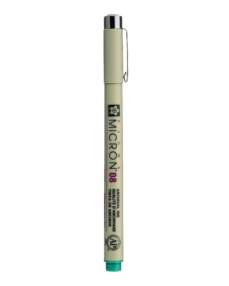 

Ручка капиллярная Sakura Pigma Micron 08, толщина линии 0.5 мм, цвет чернил: зеленый