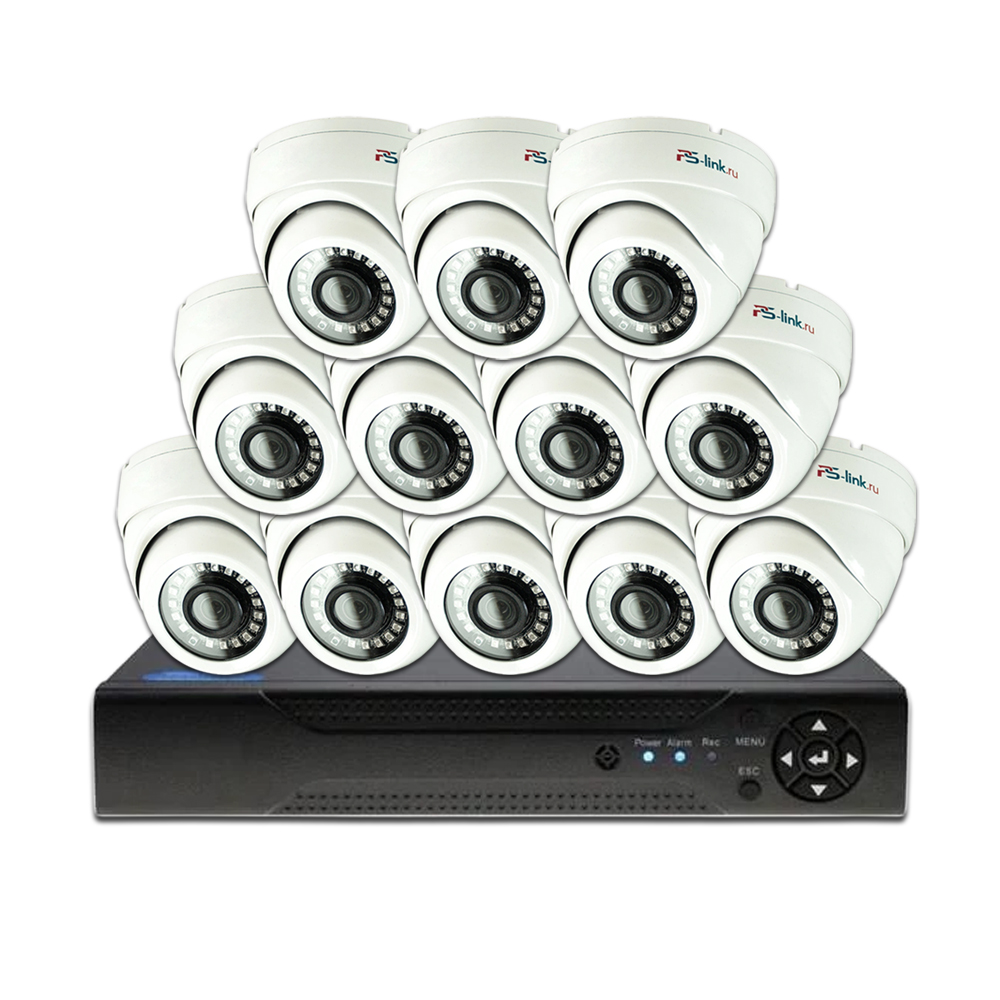 Комплект видеонаблюдения Ps-Link A212HD 12 камер AHD 2Мп для помещения. комплект разъемов штекеров bnc под винт с пружиной металл 4шт